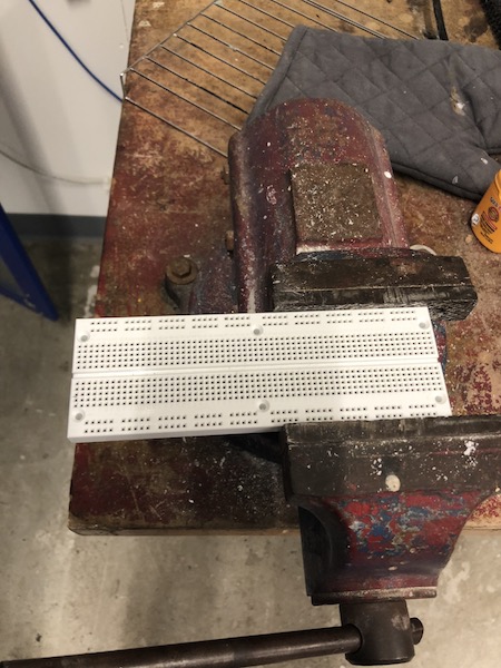 Breadboard in clamp