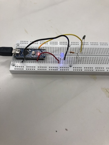 Circuit with LED, Resistor, and Thermistor