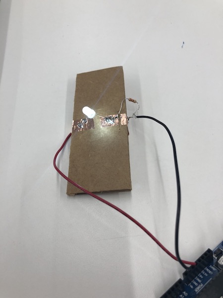 LED Copper Circuit with Resistor Lit Up