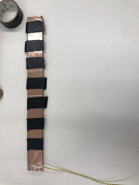 Copper on Cardboard with insulation tape and wire