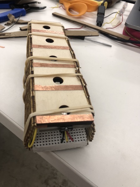 Rubber band fretboard front view